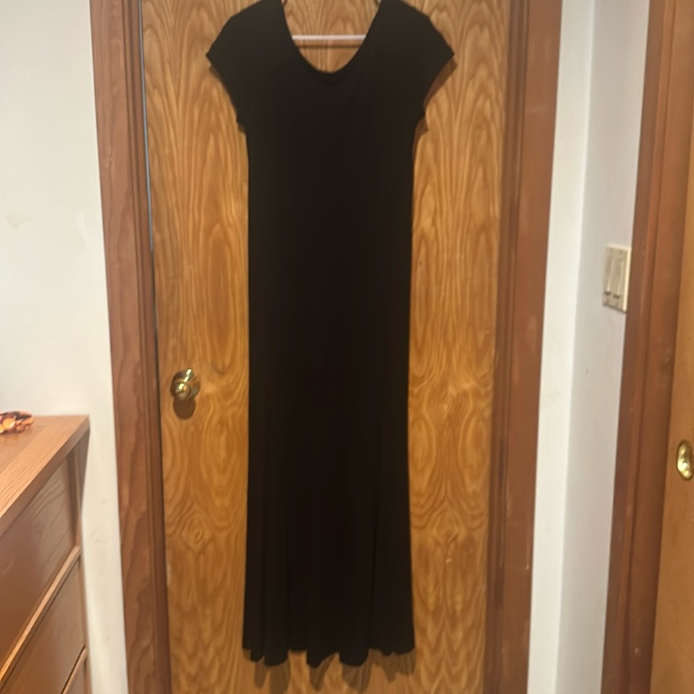 Polo black knit maxi dress. scoop neck (lower in back)